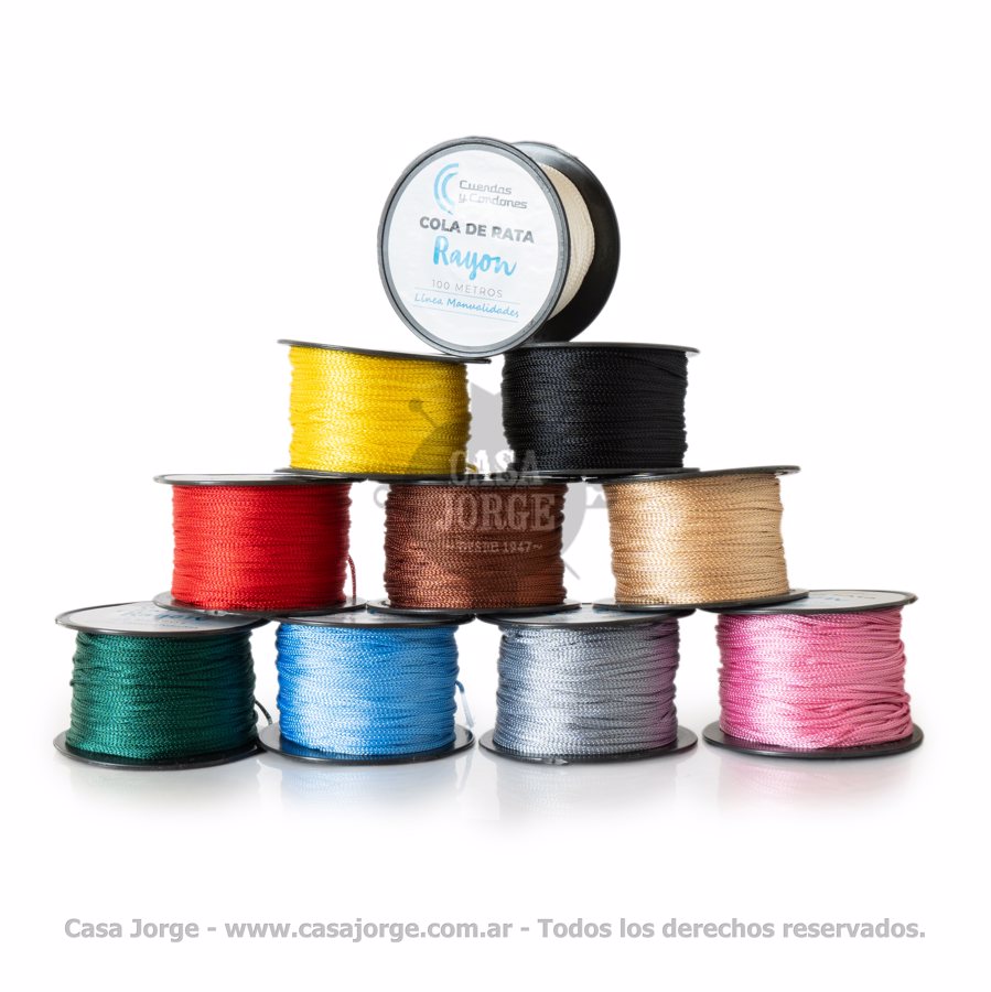 CORDONES COLA DE RATA RAYON CROCHETINA ART 171R PIEZA POR 100 METROS COLORES